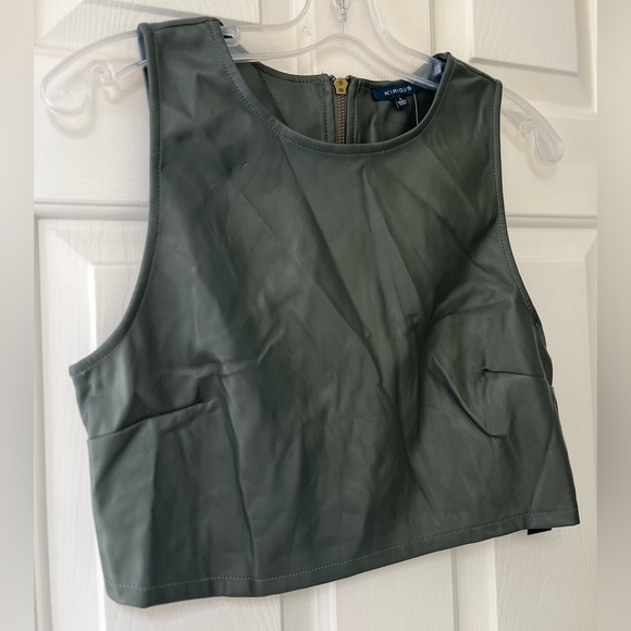 NWT Kirious Faux Leather Cropped Tank Top M - Picture 3 of 13